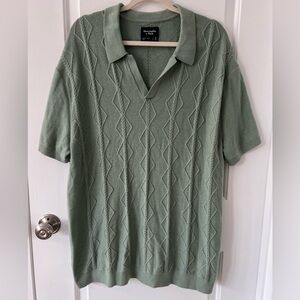 Abercrombie & Fitch Men’s Green Knit V-Neck Polo Size XL